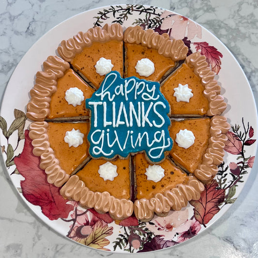 Happy Thanksgiving Pumpkin Pie Cookie Platter (9 cookies)